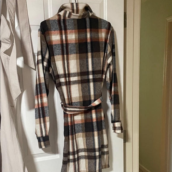Plaid Shirt Dress with Tie Waist - Cream, Navy & Rust - Picture 5 of 7